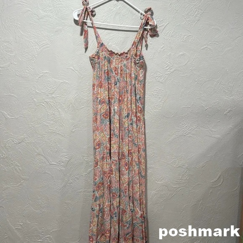 Floral Maxi Dress with Tie Straps